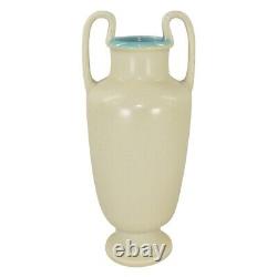 Rookwood 1928 Vintage Art Deco Pottery Ivory Mat Ceramic Handled Vase 6005C