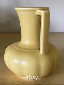 Rookwood Pottery Vase #6254 Yellow Matte 1934 Art Deco 4.75 Tall Double Handle