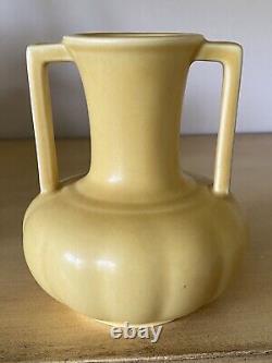 Rookwood Pottery Vase #6254 Yellow Matte 1934 Art Deco 4.75 Tall Double Handle