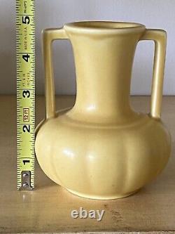 Rookwood Pottery Vase #6254 Yellow Matte 1934 Art Deco 4.75 Tall Double Handle