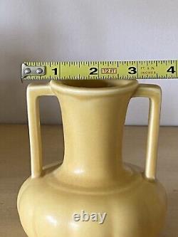 Rookwood Pottery Vase #6254 Yellow Matte 1934 Art Deco 4.75 Tall Double Handle