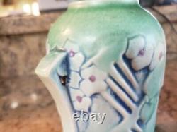Roseville Art Pottery Clemana Art Deco Rare Vase 749-6 Green