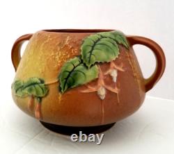 Roseville Art Pottery ca. 1938 Fuchsia Handled Rose Bowl 346-4