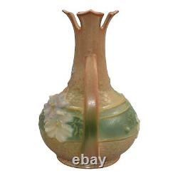 Roseville Cosmos Tan 1939 Vintage Art Deco Pottery Handled Ceramic Vase 948-7