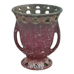 Roseville Ferella Red 1930 Vintage Art Deco Pottery Handled Ceramic Vase 502-6