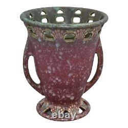 Roseville Ferella Red 1930 Vintage Art Deco Pottery Handled Ceramic Vase 502-6