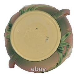 Roseville Iris Pink 1939 Vintage Art Deco Pottery Handled Ceramic Bowl 360-6