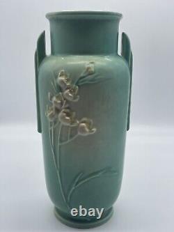 Roseville Ixia Handled Green Art Deco Vase 1937
