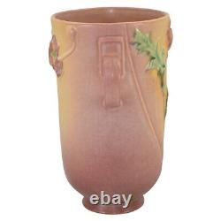 Roseville Poppy 1938 Vintage Art Deco Pottery Pink Ceramic Handled Vase 871-8
