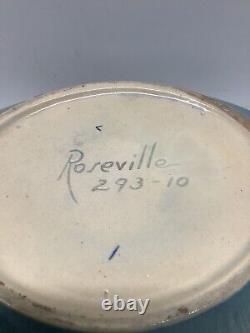 Roseville Pottery 11.5 moss blue 293-10 handled console bowl C. 1936 EUC