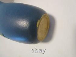 Roseville Pottery Columbine 14-6 Double-Handled Blue Vase 6.5 H 1940s Art Deco
