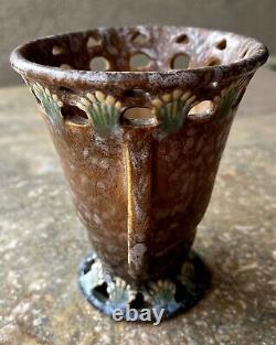 Roseville Pottery Ferella Handled Art Deco Vase Pink/Green 500-5 1930s