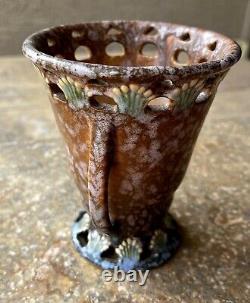 Roseville Pottery Ferella Handled Art Deco Vase Pink/Green 500-5 1930s