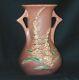 Roseville Pottery Foxglove Vase With Art Deco Style Handles Lovely Rosy Pink