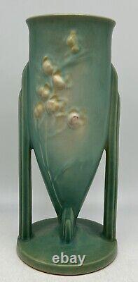 Roseville Pottery Ixia 2 Buttress Handle Vase 861-10 Matte Green, Art Deco 1937