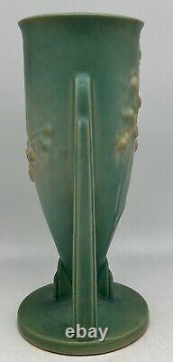 Roseville Pottery Ixia 2 Buttress Handle Vase 861-10 Matte Green, Art Deco 1937