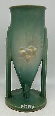 Roseville Pottery Ixia 2 Buttress Handle Vase 861-10 Matte Green, Art Deco 1937