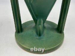 Roseville Pottery Ixia 2 Buttress Handle Vase 861-10 Matte Green, Art Deco 1937