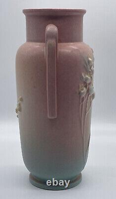 Roseville Pottery Ixia Handled Pink Art Deco Vase 1937
