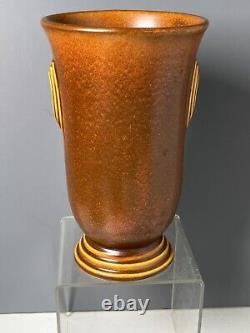 Roseville Rosecraft Burnt Orange 1920 Vintage Art Pottery Handled Vase 8 1/2