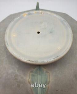 Roseville Tuscany 1920s Vintage Art Deco Pottery Gray Pedestal Bowl / Dish 12