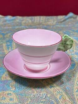 Royal Paragon Art Deco Tea Cup & Saucer Pink With Flower Handle Display Only