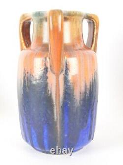Ruskin Pottery Three Handled Crystalline Art Deco Vase 1933 WHT Script