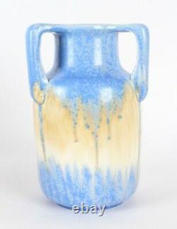 Ruskin Pottery Three Handled Crystalline Glazed Vase Art Deco Arts Crafts 1932