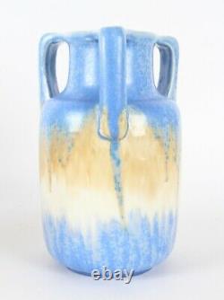 Ruskin Pottery Three Handled Crystalline Glazed Vase Art Deco Arts Crafts 1932