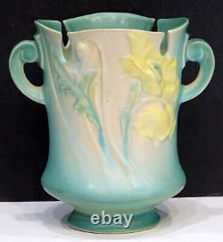 STUNNING! 1930's Vintage ROSEVILLE POTTERY Art Deco POPPY Handled Vase / 869-7