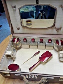 Saks&Co. NYC Classic Art Deco Vintage Travel Make Up Case With Accessories