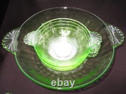 Salad Bowl Set 1 Large 12 Individual Art Deco Hocking Green Depression Glass