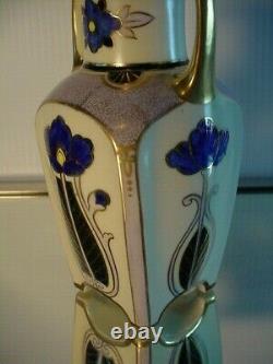Scarce Morimura Bros. Art Deco H. P. Egyptian Revival Blue Poppy Handled Vase