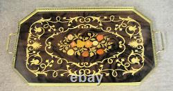 Set of 4 Vintage Inlay Wood Art Deco Serving Trays Italy