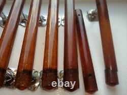 Set of 9 Vintage Antique amber glitter bakelite phenolic Door handle pull