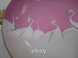 Seven Lucky Cranes Pink Tame Nakamura Imperial Nippon Deco Handled Pedestal Soup