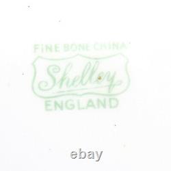 Shelley Stocks Square Cake Plate Gainsborough Green Tab Handles Laurel Rim Vtg