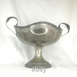 Silver Art Deco Pedestal Bowl w 2 Handles Vintage EPNS by Lehman Bros. 14