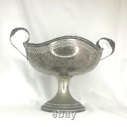Silver Art Deco Pedestal Bowl w 2 Handles Vintage EPNS by Lehman Bros. 14