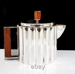 Silver Plate Tea Coffee Pot Bauhaus Art Deco Attributed Ilonka Karasz Unmarked