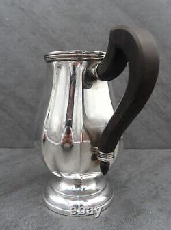 Silver Plated Creamer Jug Antique French Art Deco Ebony Wood Handle Footed