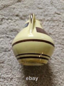 Small Art Deco Three Handle Small Bud Vase Eva Zeisel Style Yellow Brown Colors