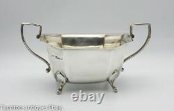 Solid sterling silver 3 piece tea set ebony handle Viner 1947 Art Deco design