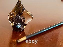 Sophisticated English Walking Cane, Silver Handle, Ebonized Shaft, Hallmarks