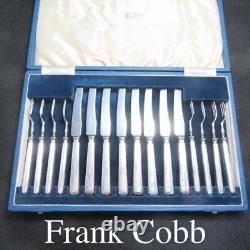 Sterling Silver Handle Art Deco Tea Knife/Fork 16 Pieces 1938 Case