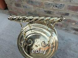 Stunning Antique Brass Art Deco Coal Bucket With Lift Up Cover And Handle
