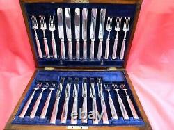 Superb 1921 Cased Solid Silver (tines, Blades & Handles) 24 Piece Set Of Cutlery