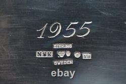 Swedish Sterling Silver Art Deco Wood Handle Nordisk Silverkonst Coffee Set 1955