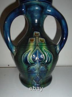 Thulin Belgium Arts & Crafts Art Deco-nouveau Museum 3 Handled Glazed Vase + 1