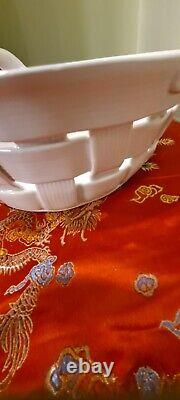 Tiffany & Co. White 11 Oval Ceramic Woven Handle Basket Made In Italy NEW